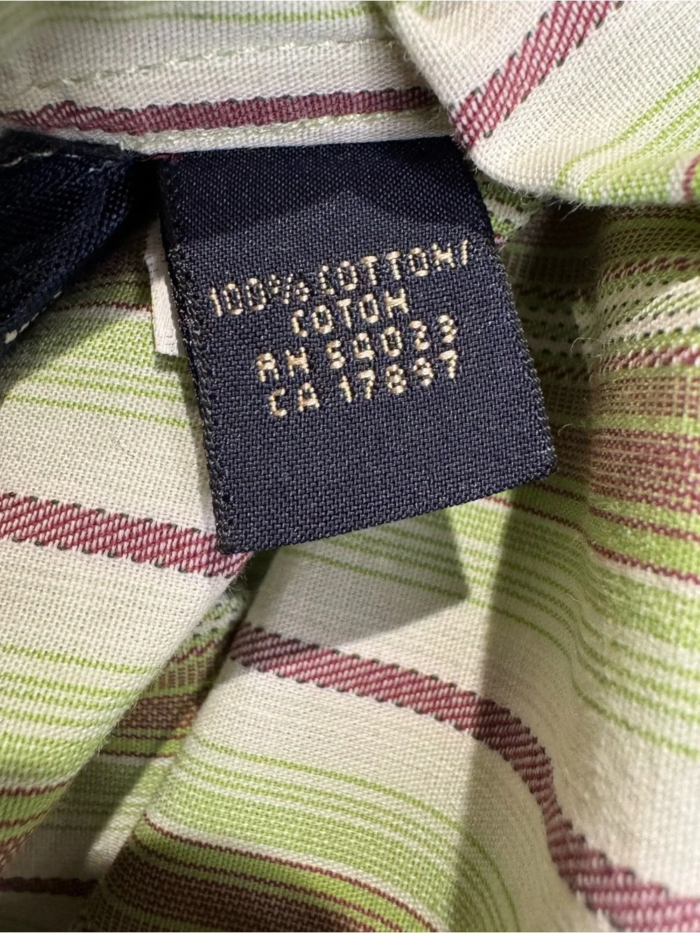 Banana Republic Men’s Large Short Sleeve Button Down Striped Green Burgundy